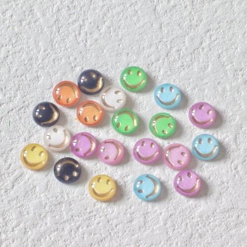 New 50pcs Epoxy resin round Smiley shape 8mm flatback DIY Nail rhinestones Scrapbooking Decorative crafts