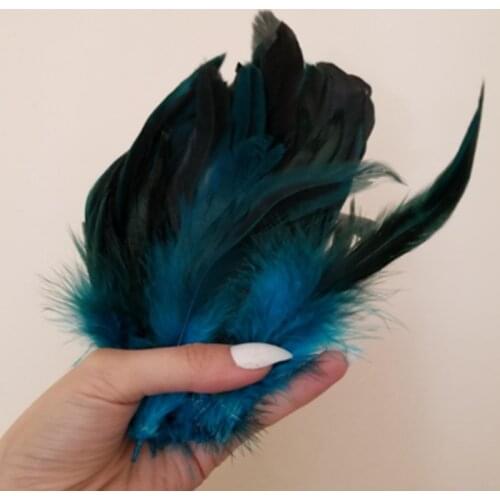 50pcs/bag Black Natural Rooster Feathers 15-18cm Decorative for Crafts DIY clothing Dress Sewing Dreamcatcher material Plumes