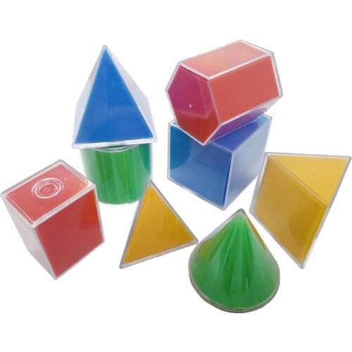 8Pcs Multi-Color Detachable Geometric Solids, Kids Toddlers Montessori Math Learning Toy Kit