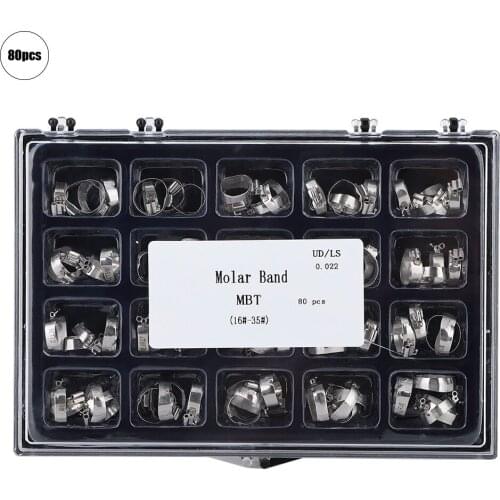 80 Pcs Stainless Steel Dental Straight Wire Bow Belt Ring Orthodontic Tube Molar Band Set 20 Different Sizes Teeth Accessories