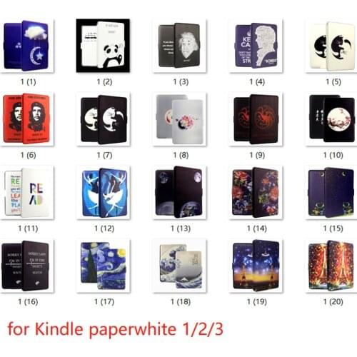 Cover for Amazon Kindle paperwhite 1 2 3 case PU leather print smart cover magnetic ereader case(Not for Kindle paperwhite 4)