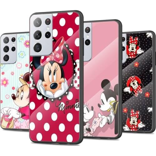 Cute Minnie Mouse Girls Tempered Glass Cover For Samsung Galaxy S21 Plus Ultra M21 M31 M51 A52 A72 Phone Case Coque