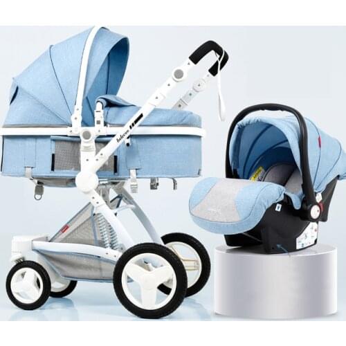 Luxury Baby Stroller 3 in 1 With Car Seat High Landscape Pram For Newborns Travel System Baby Trolley Walker Foldable Carriage