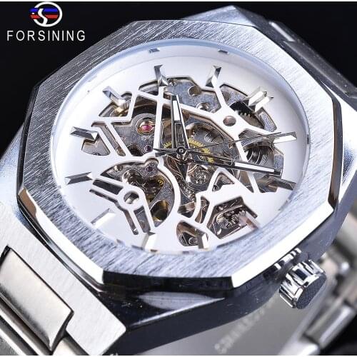 Forsining New Arrival Automatic Mechanical Business Montre Homme Waterproof Stainless Steel Skeleton Dial Top Brand Luxury Watch
