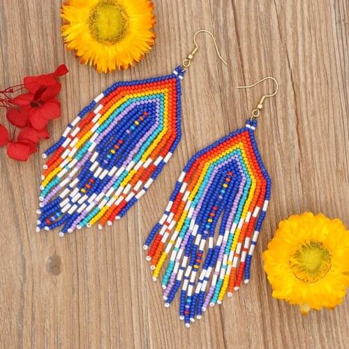 Go2boho Native Earrings American Ethnic Fringe Tassel Earring Gift For Her Handmade 2021 Miyuki Large Ear Rings Jewelry