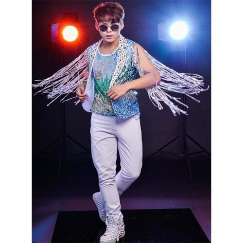 R59 Colorful sequin vest ballroom dance costumes dj party wears dresses Drum suits bar pants men clothes party t-shirt model ds