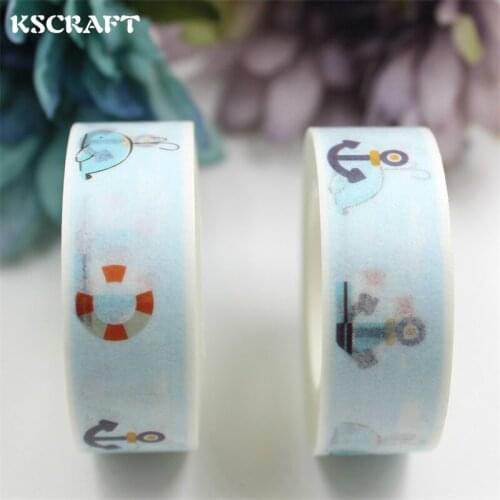 KSCRAFT 15mm*10m Adhesive Tape for Scrapbooking DIY Craft Sticky Deco Masking Japanese Paper Washi Tape Sailing