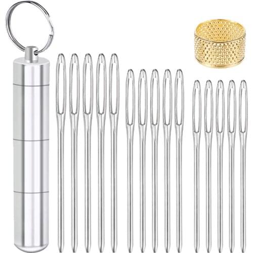 LMDZ 15 PCS Large Eye Blunt Needles, 2.7 inch/2.3 inch/1.9 inch Sewing Stitch Needle Handmade Leathe Needle Embroidery Thread