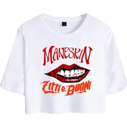 Maneskin print autumn Spring Summer Holiday youthful Women/girl sexy bare midriff HIP HOP Streetwear Style hip hop tops