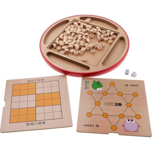 Multifunction Wooden Puzzle toy for Early Childhood Education Toy Wooden Chess Puzzle Kids Funny toy