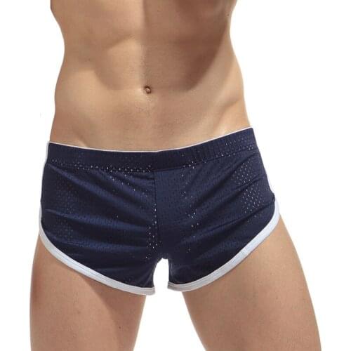 Brand men sexy underwear boxers Mesh breathable trunks men Casual boxer Shorts gay underwear Sleepwear men shorts size XXXL