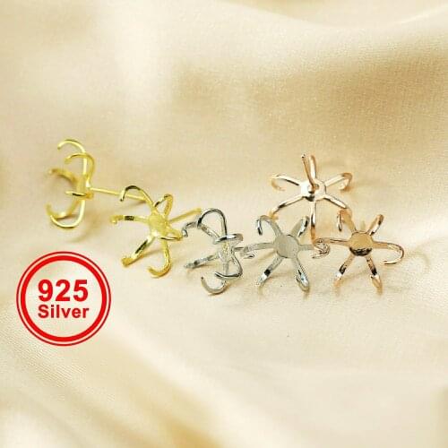 Irregular stone prong claw settings earringsn 925 sterling silver DIY studs earrings supplies findings 1702164