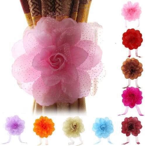 #New Peony Flower Curtain Clip-On Curtain Strap Tie Backs Holdbacks Curtain Curtain Accessories Decoration Polyester Straps F10