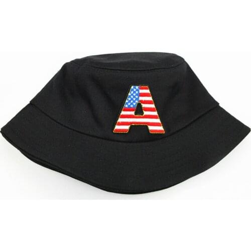 2021 American Flag a Embroidery Cotton Bucket Hat Fisherman Hat Outdoor Travel Sun Cap Hats for Men and Women 62