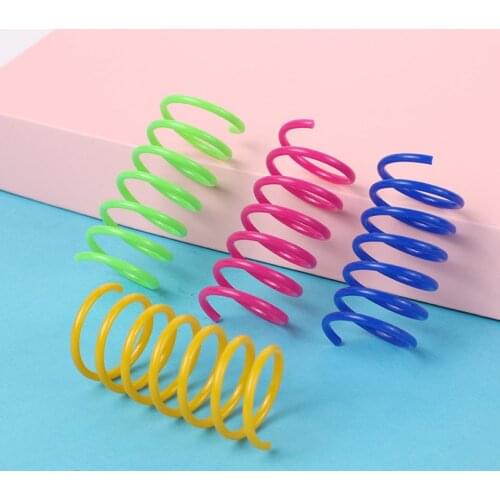 Cat Spring Toy Colorful Plastic Adjustable Artificial Kitten Pet Action Coil Spiral Springs Interactive Funny Durable Cat Game
