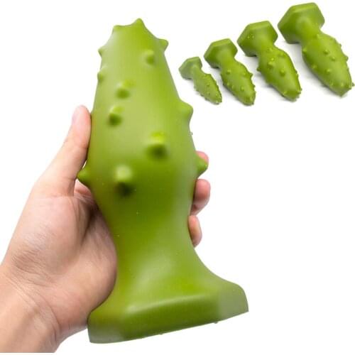 Super Huge Green Butt Plug With Thorn Soft Anal Dildo For Beginner Prostate Massage Anus Dilator Erotic Sex Toys For Women