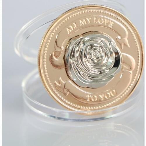 Three-dimensional rose love Commemorative Coin Collection Gift Souvenir Art Metal Antiqu Lovers Gift
