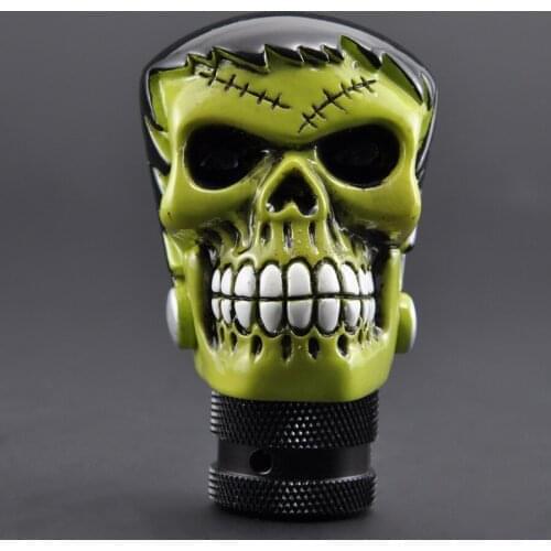 Universal Car Gear Shift Knobs Auto Car Truck Manual Gear Quick Shifter Lever Skull Head Shifter Knob Green
