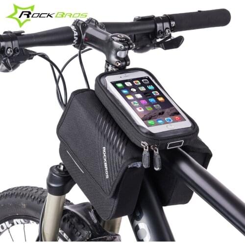 Rockbros Bicycle Top Tube Frame Bag Large Capacity Cycling Front Pannier Phone Bag For 6.0 Inch Touchscreen Bike Handlebar Bags