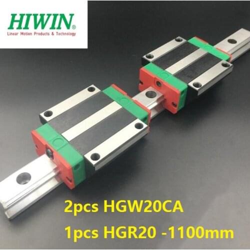 1pcs 100% original Hiwin linear rail HGR20 -L 1100mm + 2pcs HGW20CA HGW20CC linear flange carriage for cnc