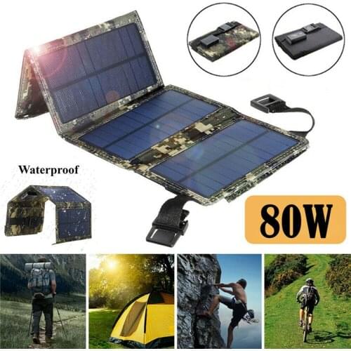 Newest 1PC Camping Folding Solar Panel Portable Solar Panel Rechargeable Backpack Travel Outdoor USB Phone Charger Waterproof