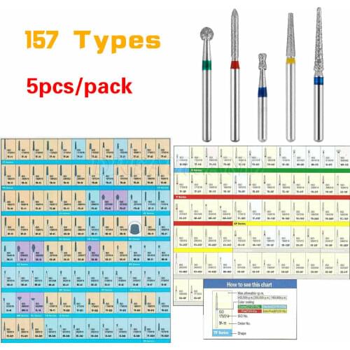 157Types 50pcs Multi Species Dental Diamond Ball Round Burs Tips FG 1.6mm For High/Fast speed handpiece 10pack