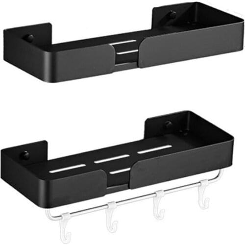 2Pcs Shower Tray Without Drilling Holes,Towel Rack,Shower Basket Tray Storage Box,Bathroom And Kitchen Wall Hanging Rack