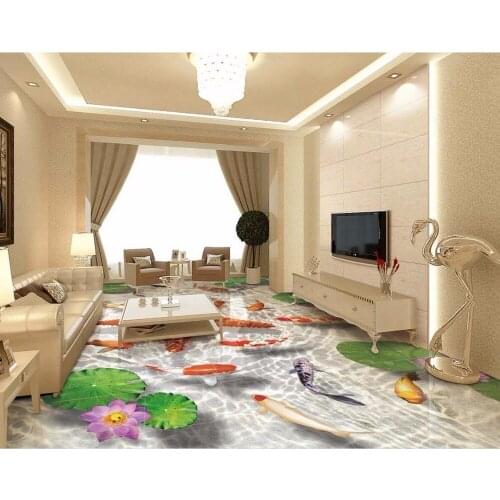 3d flooring Starfish lotus carp 3D three-dimensional floor painting pvc floor wallpaper