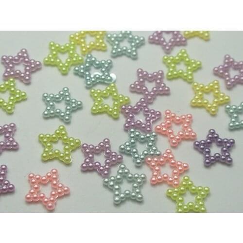 400 Mixed Color Acrylic Pearl Dotted Star Beads 12mm Scrapbook Craft