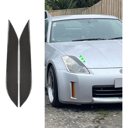 Car Carbon Fiber Front Headlight Eyebrow Eyelids Cover Trim For Nissan 350Z Z33 Coupe 2-Door 2003 2004 2005 2006 2007 2008
