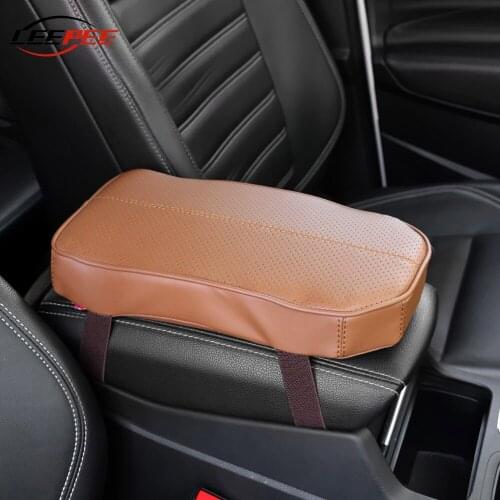 LEEPEE Car Accessories Universal Armrests Leather PU Center Console Heightening Supports Armrest Pad Auto Interior Mat Cushion