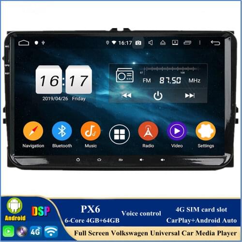 4gb+64gb PX6 9" Android 10.0 Car DVD Player for VW Skoda Polo Passat CC Tiguan Touran Bora Seat Touareg Golf Fabia Superb