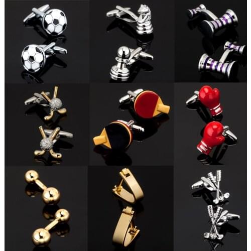 Free shipping, 18 new high-end mens shirt cufflinks soccer / golf / boxing glove cufflinks French shirt Sport Series cufflinks