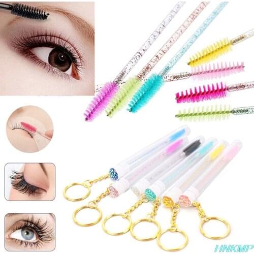 Glitter Eyelash Brush With Tube Eyebrow Mascara Wand Applicator For Eyelash Extension Makeup Brushes With Key Chain Hot Sale