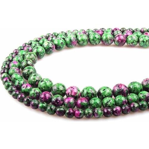 Natural Stone Beads Epidote Zoisite 6/8/10/12mm Round Ball Loose Beads for Jewelry Making Necklace DIY Bracelet Accessories