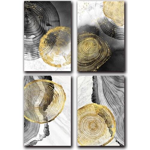 Black Ink Annual Ring Abstract Art Canvas Painting Nordic Minimalist Posters and Prints Wall Art Pictures for Home Decoration