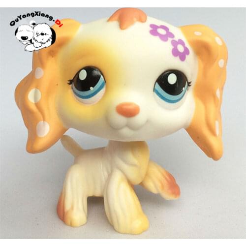 CWG011 Pet Shop Animal Two flowers yellow Dog action Figure cute puppy