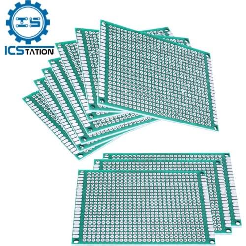 10Pcs 6x8cm Double Side Copper Prototype PCB Universal Board Fiberglass Board Stripboard DIY Experimental Test