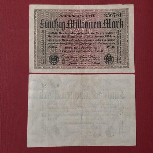 Germany 1923 P-91, 50 million (50000000) Marks, VF Used Condition, ( Single Side Print ) Real Original Note