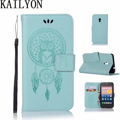For Alcatel Pixi 4 5.0" 5045X 5045D OT-5045 Leather Case Flip Wallet Stand Pattern Owl Phone Cover Bag For Alcatel Pixi 4 (5) 4g