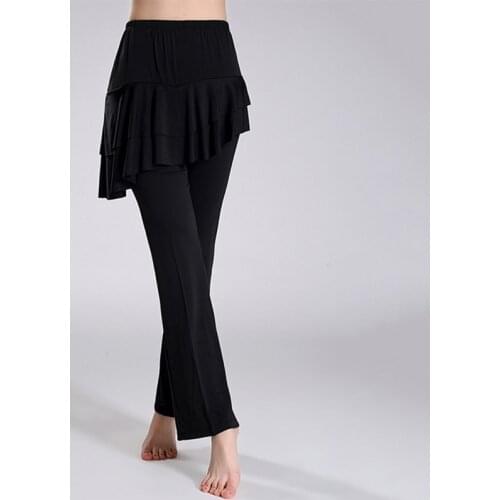 Women Latin Dance Skirt Pants L-4XL Plus Size Yoga Fitness Latin Dance Divided Skirt 4 Style Latin Square Belly Dance Clothing