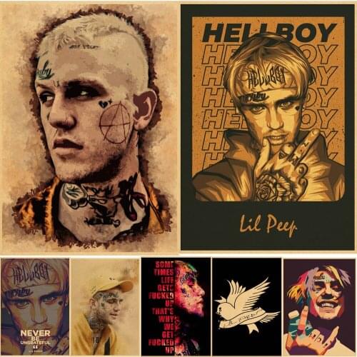 Kawaii Hip Hop Rapper Lil Peep Poster Wall Stickers Vintage Poster Prints High Quality For Living Room Home Decor Painting