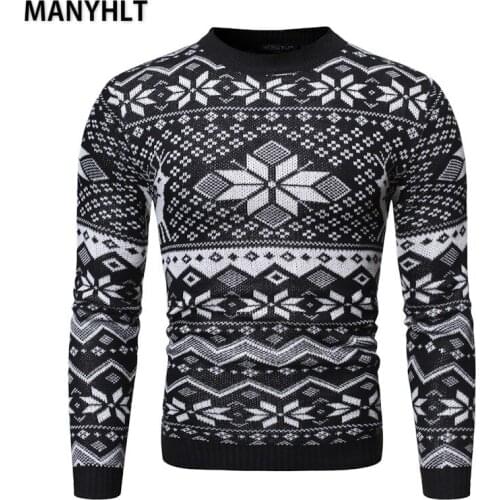 Male Clothes 2021 Streetwe Winter Christmas Sweater Men Crewneck Casual Sweaters Snow Knitted Pullover Jumper Jersey Slim Fit