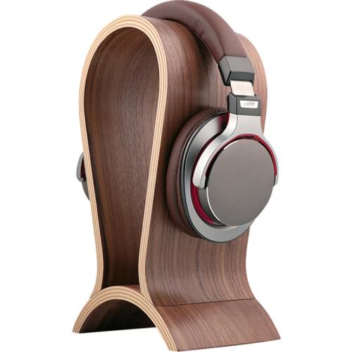 Desktop Headphone Stand Bracket Walnut Wood Computer Headset Headphone Rack Display Stand Gaming Headphone Hanger Holder