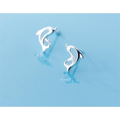 New Fashion Little Dolphin 925 Sterling Silver Jewelry Personality Ocean Simple Animal Popular Women Stud Earrings E120