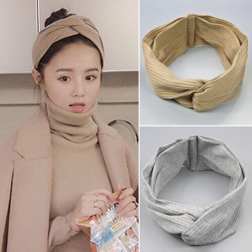 New Design Wide Headbands Hairbands Hair Holders Fabric Cross Knot Hair Accessories Fashion Headwear For Girls Korean Bandanas