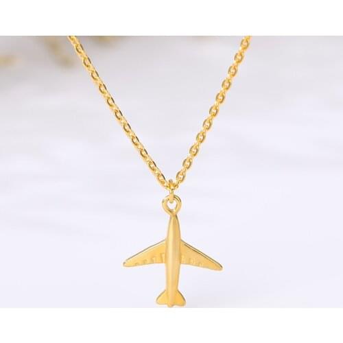 Fashion gold Silver color Necklace For Women men Plane Pendant Necklace Aircraft Stainless Steel Chain Handmade Jewelry 2020