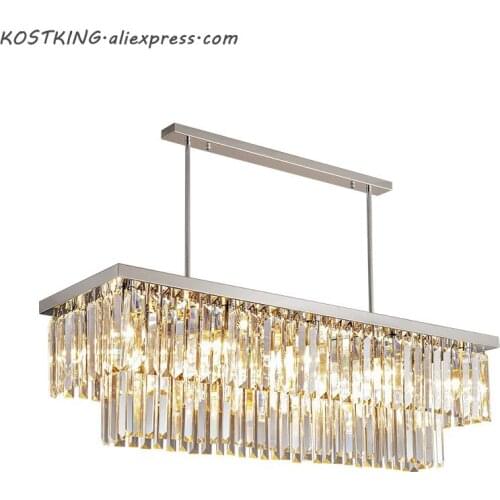 Rectangle chrome crystal chandelier lighting modern living room led chandeliers for the kitchen luxury lamp in the bedroom