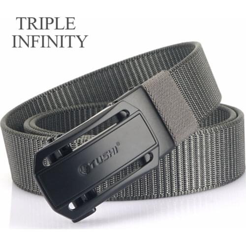 TRIPLE INFINITY Famous Brand Male Business Belts Top Quality Comfortable True Nylon Designer Belt For Men Metal Automatic Buckle