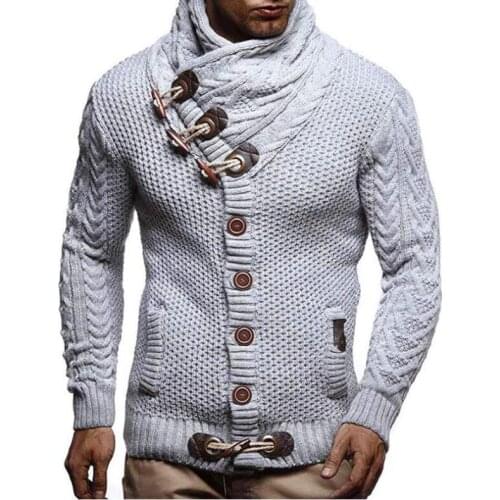 Gray vintage Cardigan Sweater Coat Men Autumn pull Solid Sweaters Casual Warm Knitting Jumper Sweater Male Coats Plus Size 3XL